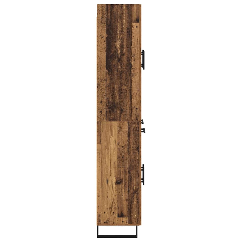 Høyskap 2 pcs Gamle tre 69,5 x 34 x 180 cm Sponplater og glass