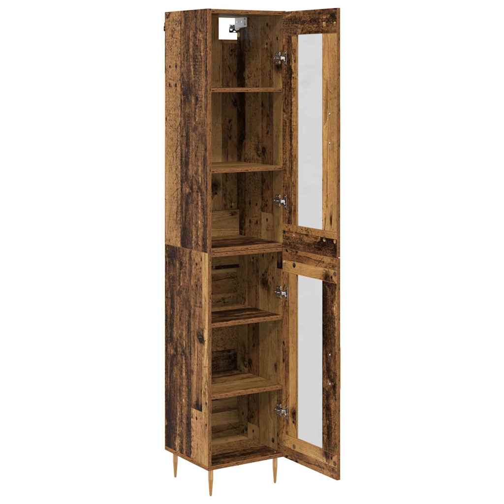 Høyskap 2 pcs Gamle tre Glass