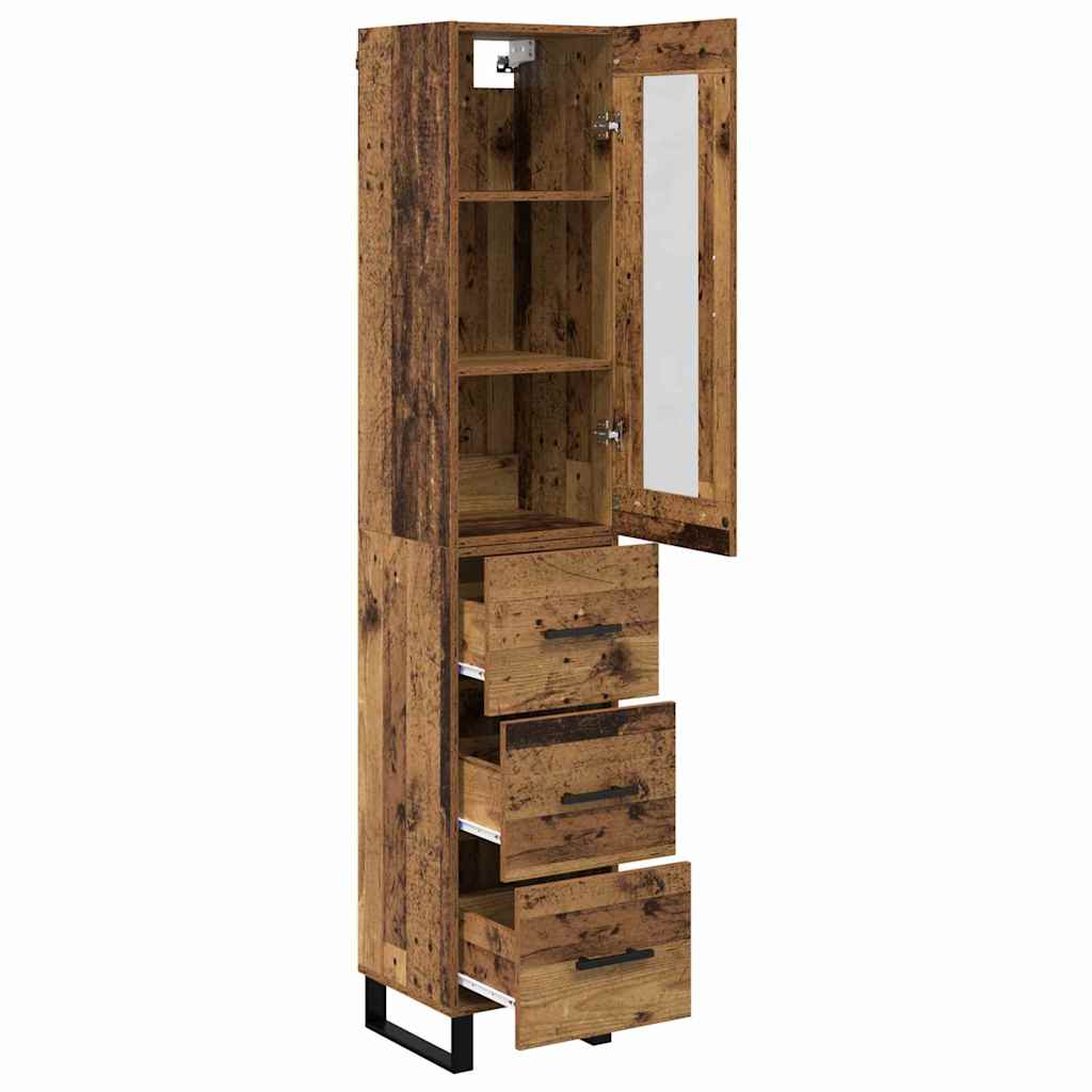 Høyskap med skuff Gamle tre 34,5 x 34 x 180 cm Konstruert tre