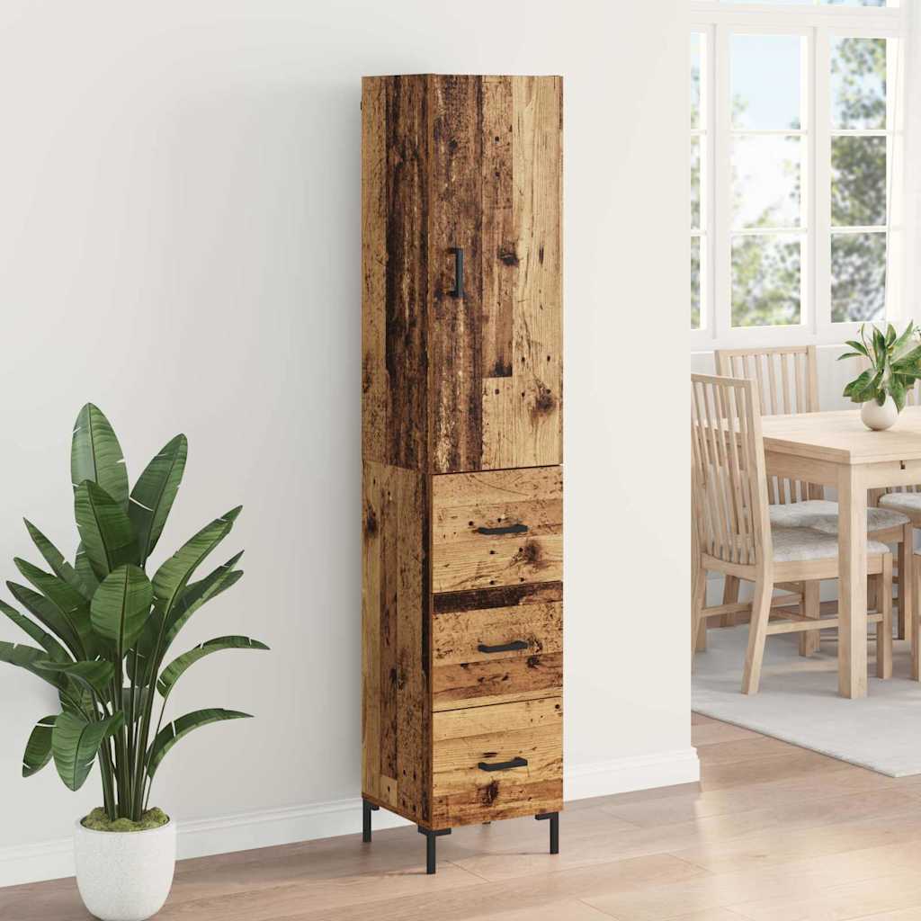 Høyskap med skuff Gamle tre 69,5 x 34 x 180 cm Konstruert tre