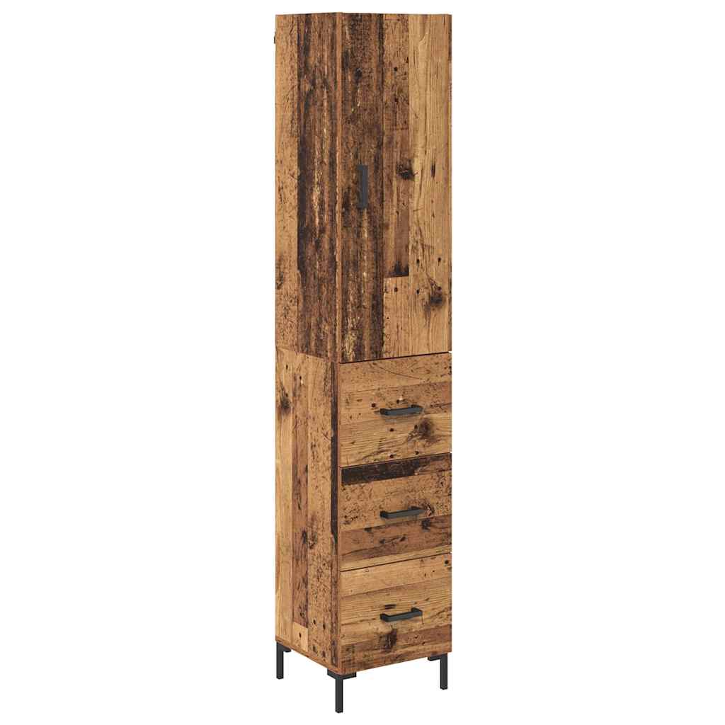Høyskap med skuff Gamle tre 69,5 x 34 x 180 cm Konstruert tre