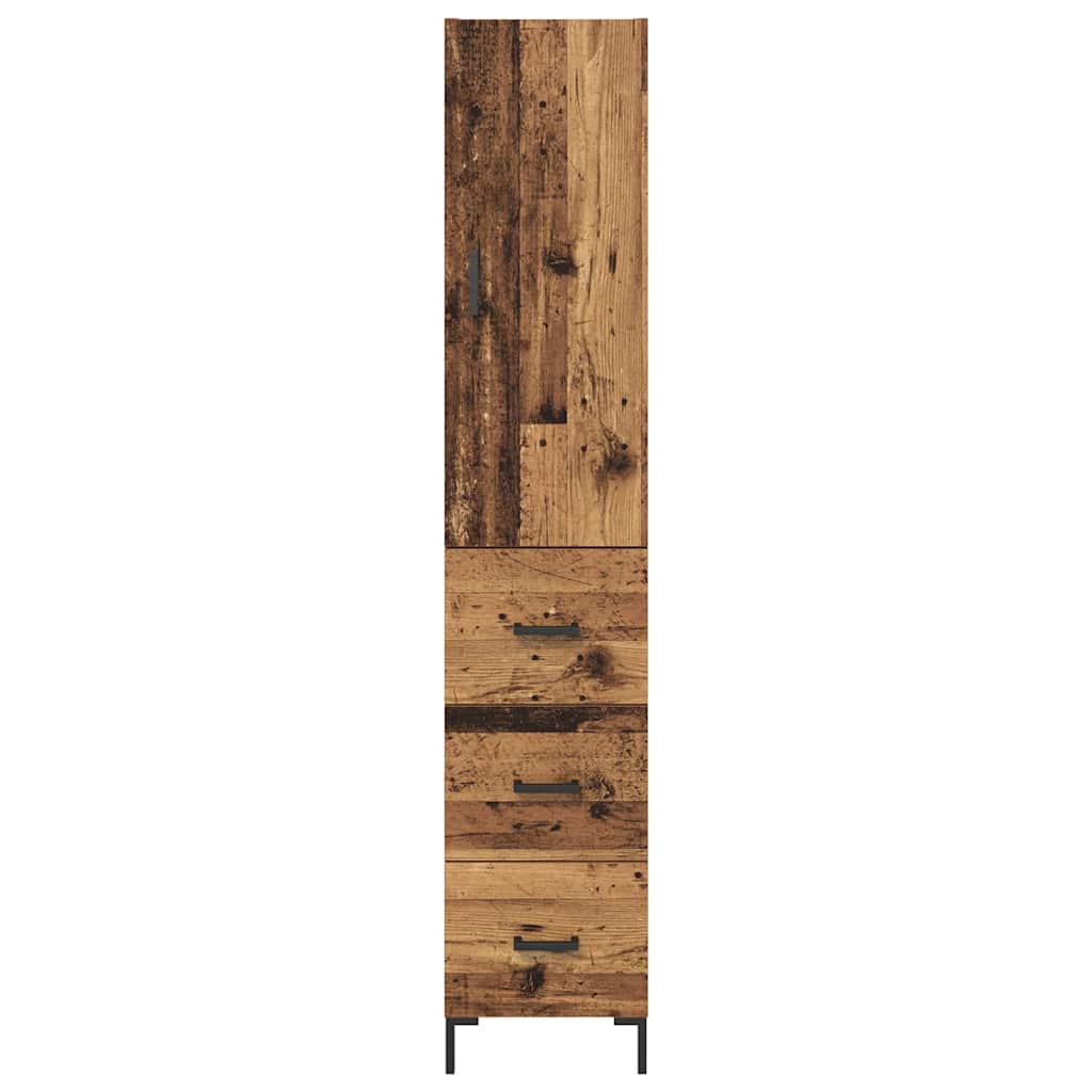 Høyskap med skuff Gamle tre 69,5 x 34 x 180 cm Konstruert tre