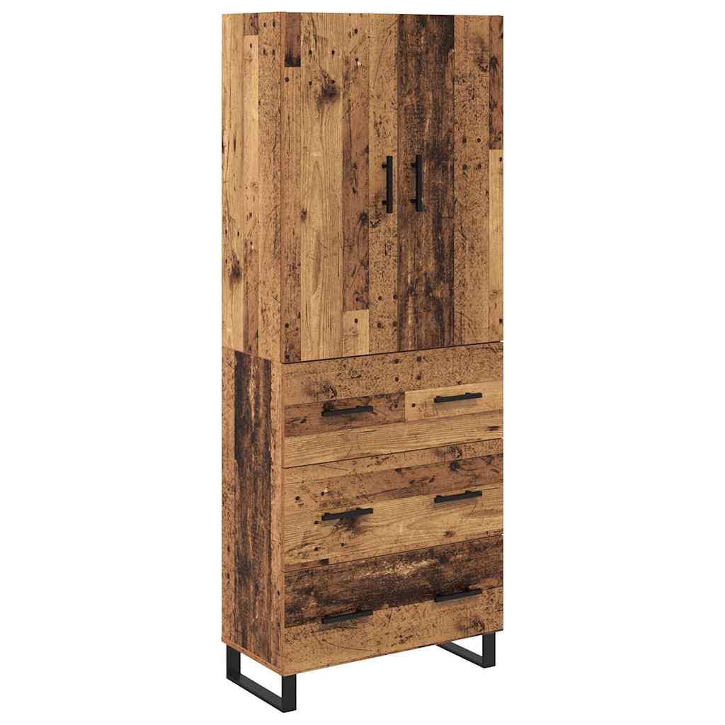 Høyskap 2 pcs Gamle tre 69,5 x 34 x 180 cm Sponplater og glass