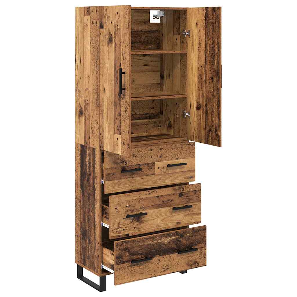 Høyskap 2 pcs Gamle tre 69,5 x 34 x 180 cm Sponplater og glass