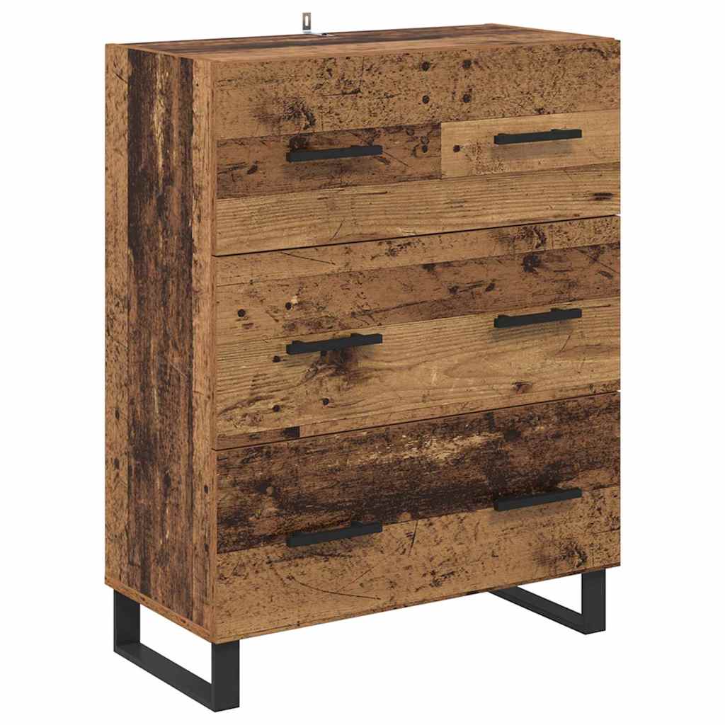 Høyskap 2 pcs Gamle tre 69,5 x 34 x 180 cm Sponplater og glass