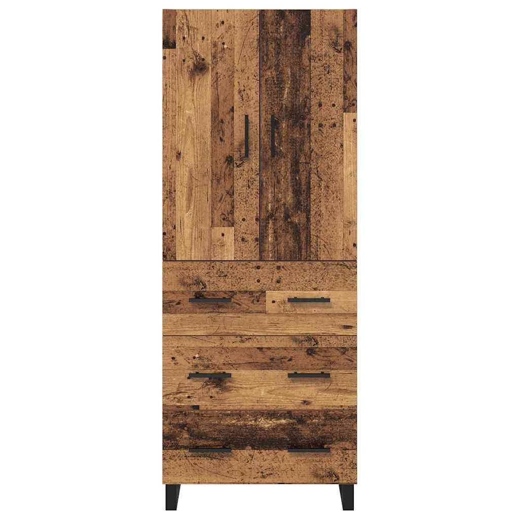 Høyskap 2 pcs Gamle tre 69,5 x 34 x 180 cm Sponplater og glass