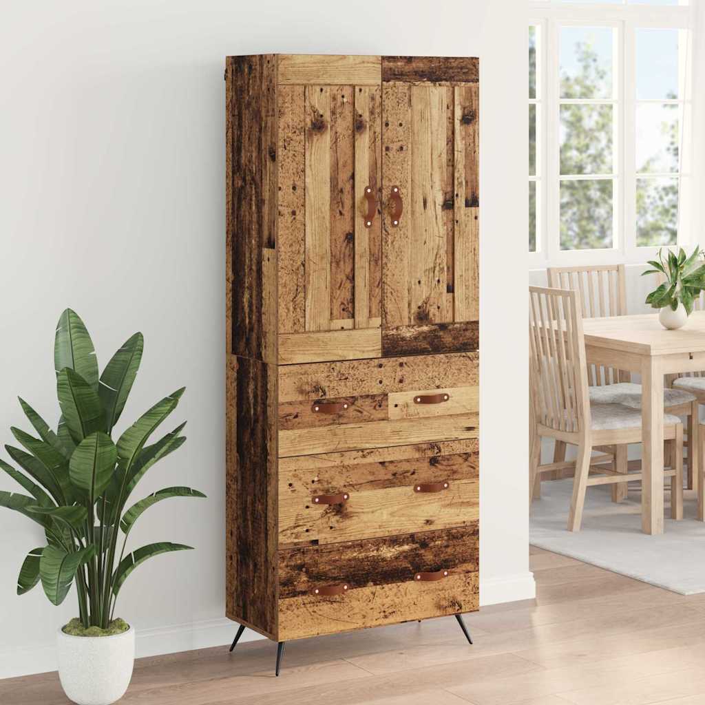 Høyskap med skuff Gamle tre 69,5 x 34 x 180 cm Konstruert tre