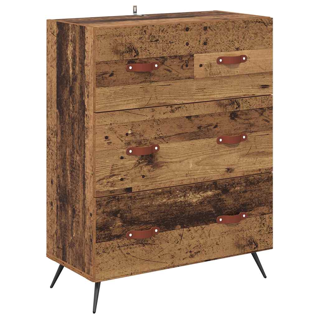 Høyskap med skuff Gamle tre 69,5 x 34 x 180 cm Konstruert tre