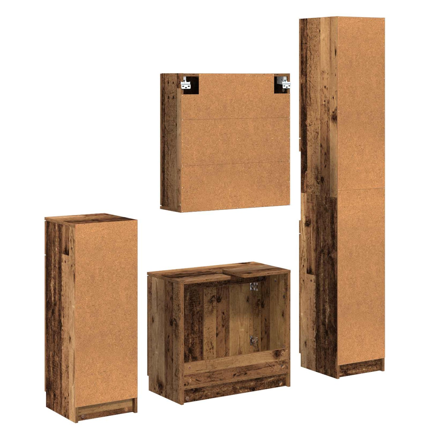 Baderomsinnredningssett 4 pcs Gammelt tre Konstruert tre