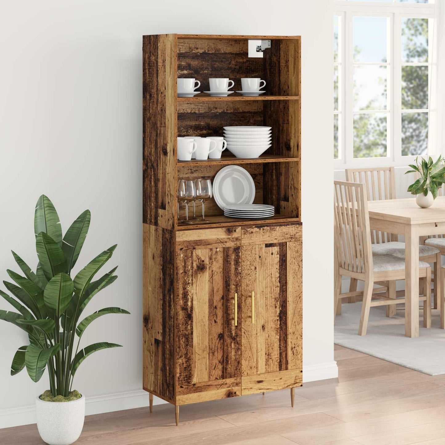 Høyskap Gammelt tre 69,5 x 34 x 180 cm Konstruert tre