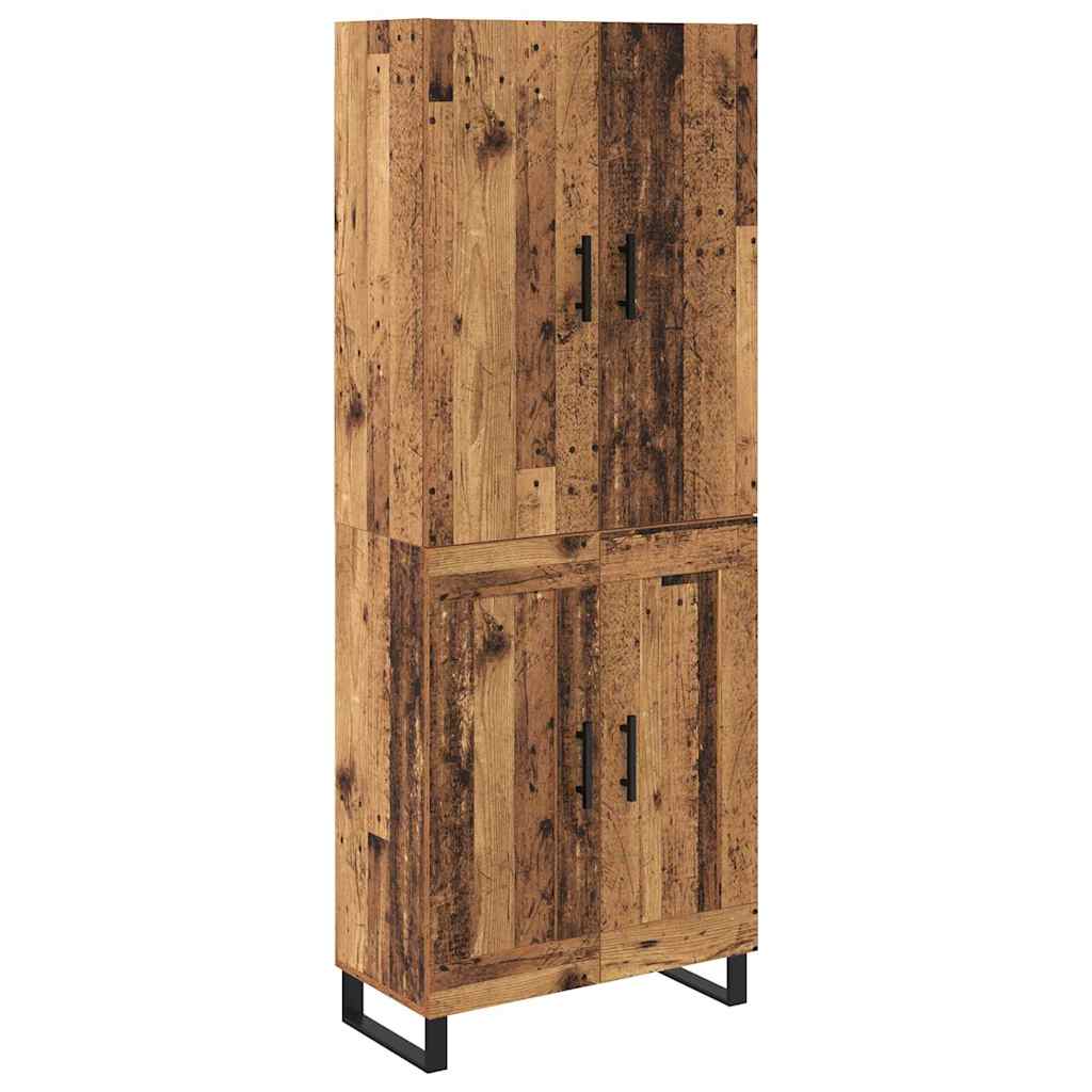 Høyskap 2 pcs Gamle tre 69,5 x 34 x 180 cm Sponplater og glass