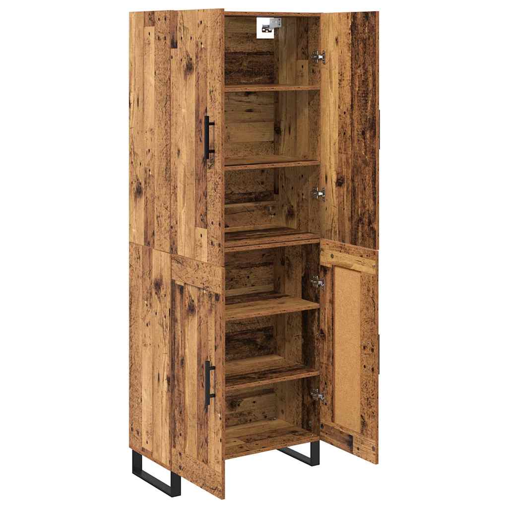 Høyskap 2 pcs Gamle tre 69,5 x 34 x 180 cm Sponplater og glass