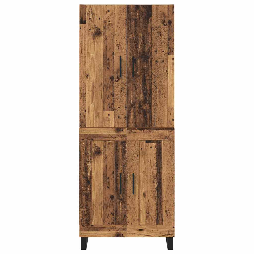 Høyskap 2 pcs Gamle tre 69,5 x 34 x 180 cm Sponplater og glass