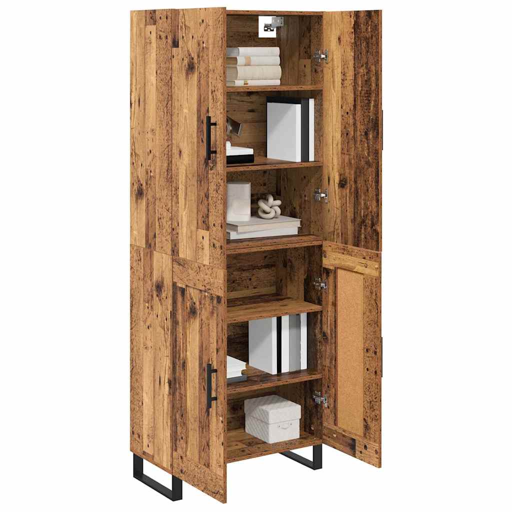 Høyskap 2 pcs Gamle tre 69,5 x 34 x 180 cm Sponplater og glass