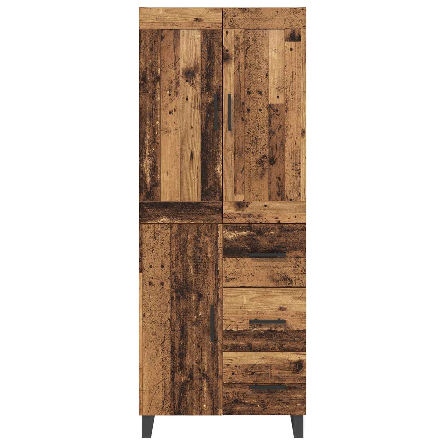 Høyskap med skuff Gammelt tre 69,5 x 34 x 180 cm Konstruert tre