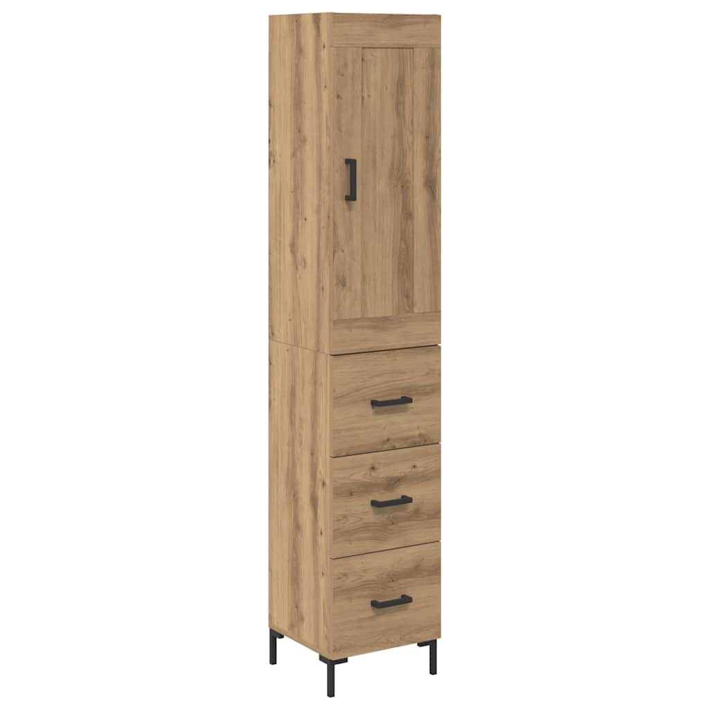 Høyskap med skuff Artisan Eik 34,5 x 34 x 180 cm Konstruert tre