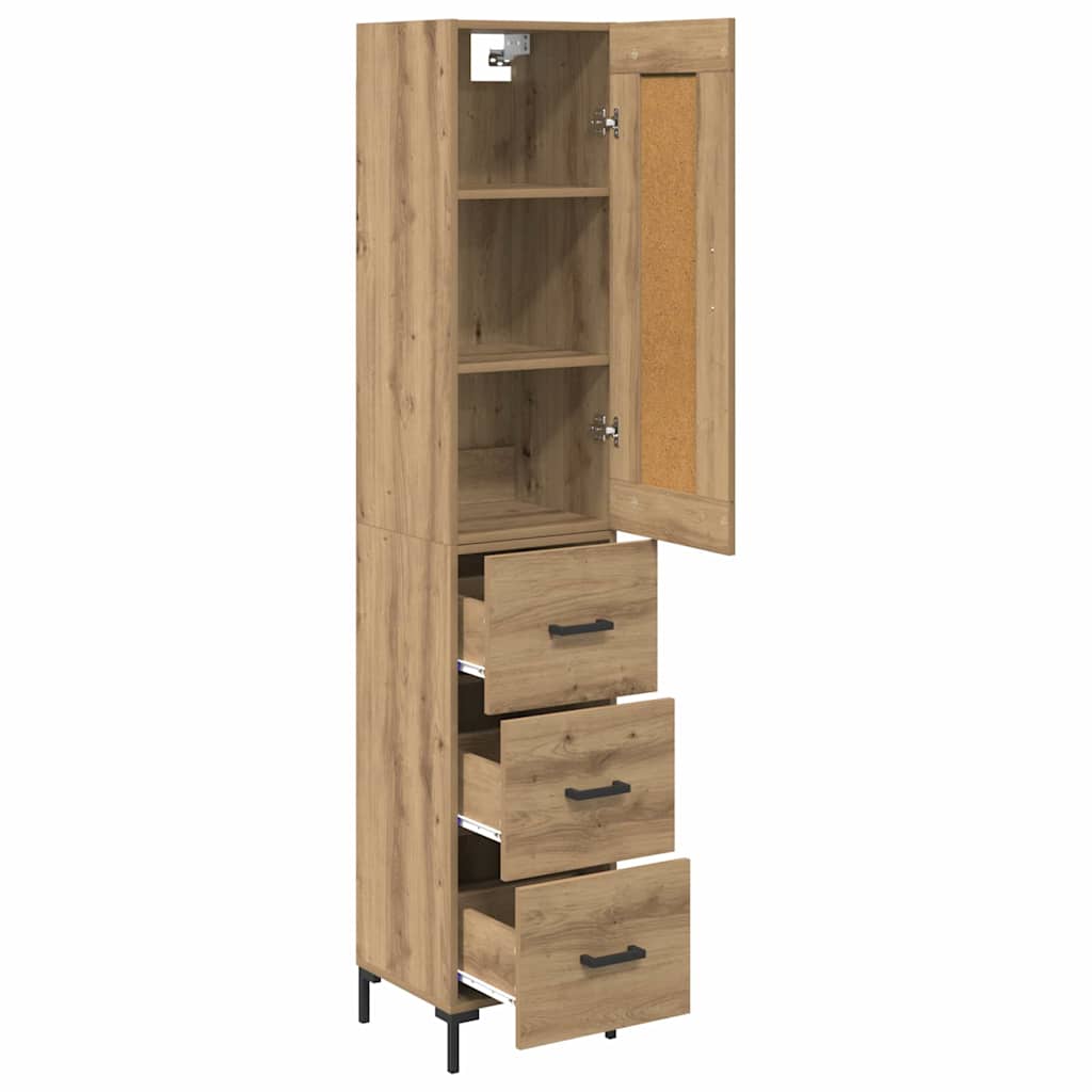Høyskap med skuff Artisan Eik 34,5 x 34 x 180 cm Konstruert tre