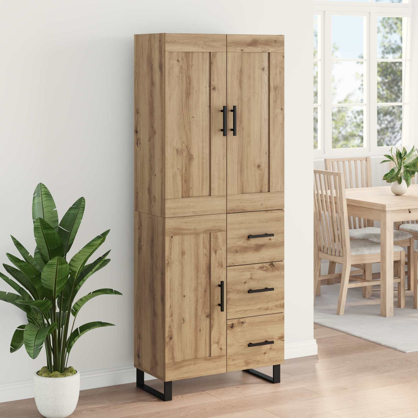 Høyskap med skuff Artisan Eik 69,5 x 34 x 180 cm Konstruert tre