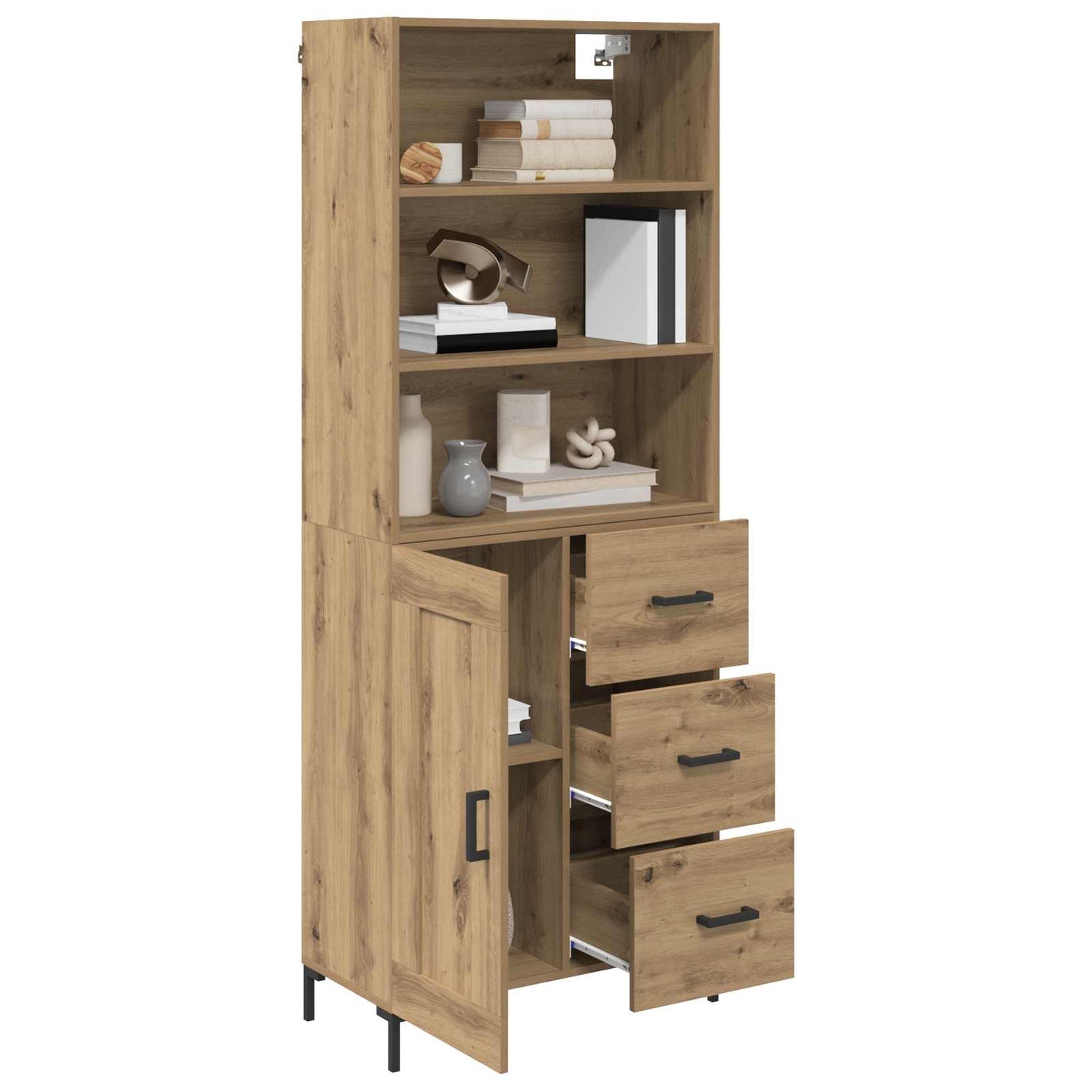 Høyskap med skuff Artisan Eik 69,5 x 34 x 180 cm Konstruert tre