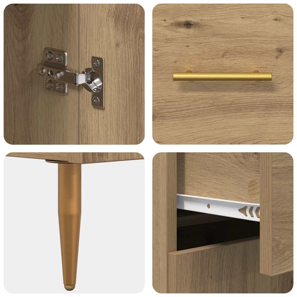 Høyskap med skuff Artisan Eik 69,5 x 34 x 180 cm Konstruert tre