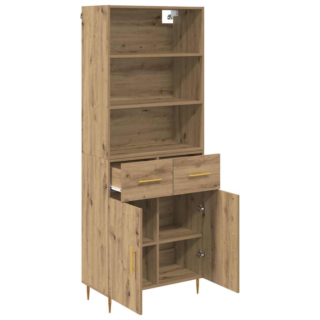 Høyskap med skuff Artisan Eik 69,5 x 34 x 180 cm Konstruert tre