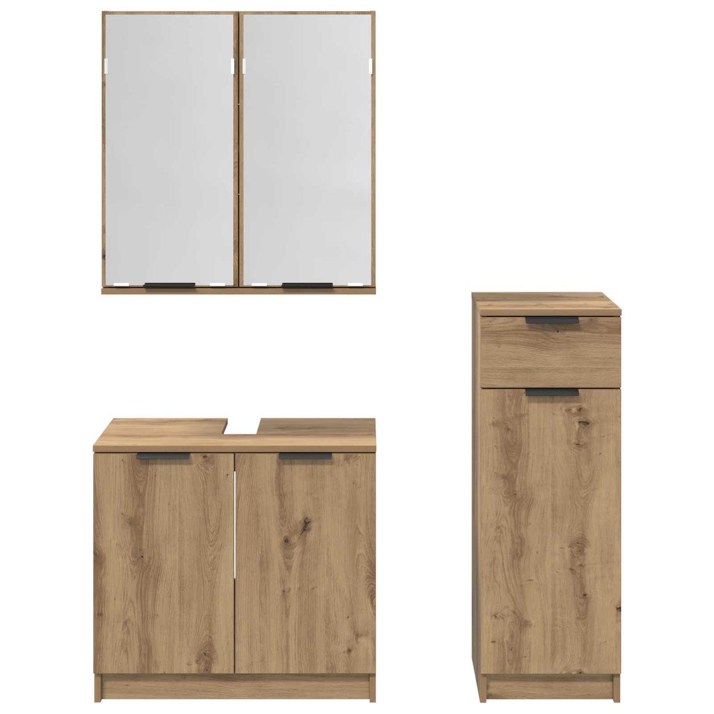 Baderomsinnredningssett 3 pcs Artisan Eik Konstruert tre