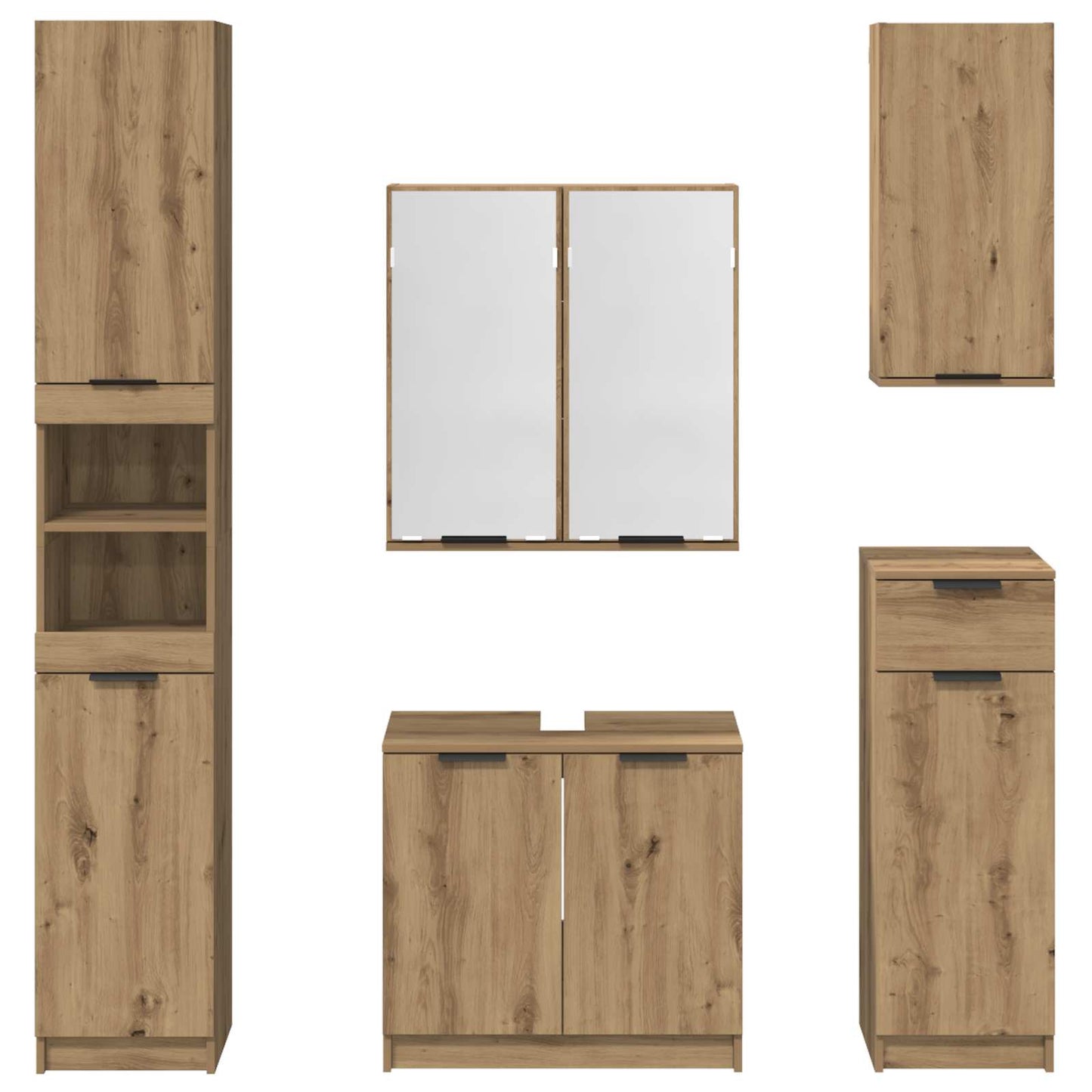 Baderomsinnredningssett 5 pcs Artisan Eik Konstruert tre