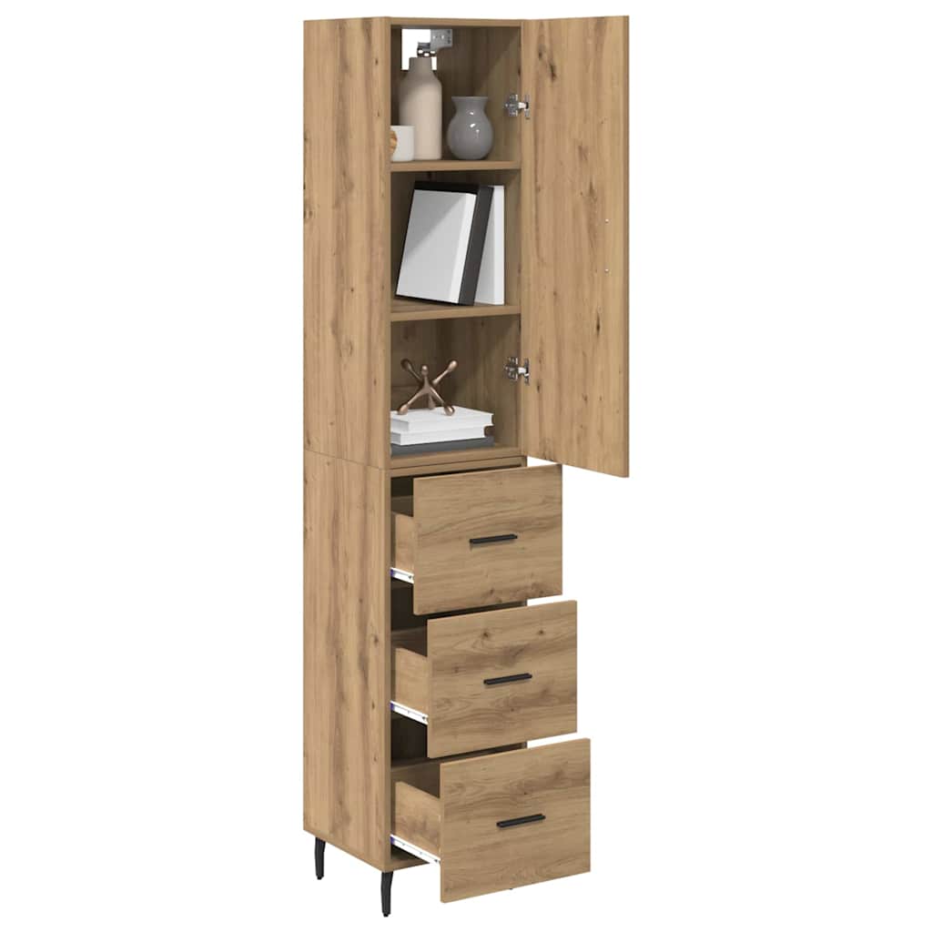 Høyskap med skuff Artisan Eik 34,5 x 34 x 180 cm Konstruert tre