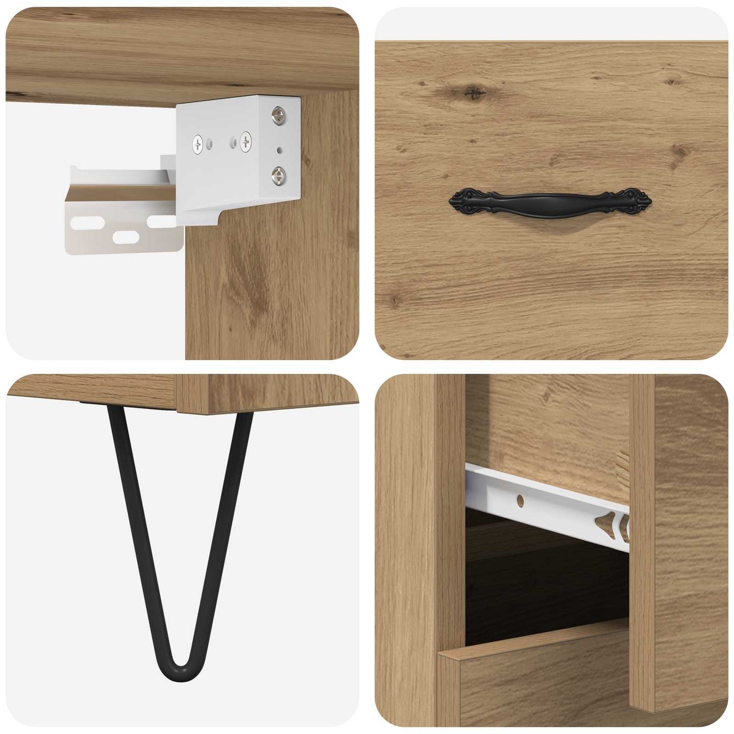 Høyskap med skuff 2 pcs Artisan Eik Konstruert tre