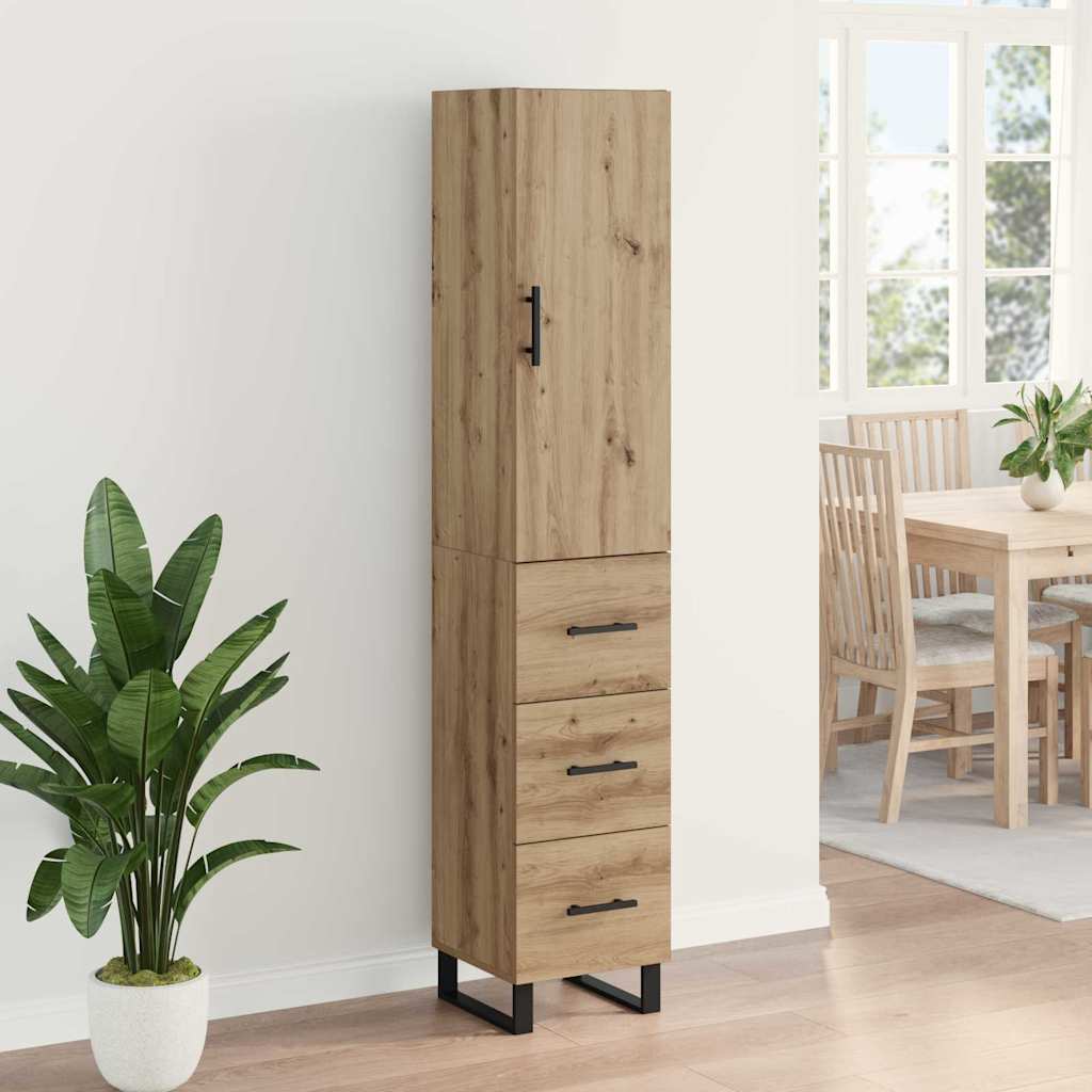 Høyskap med skuff Artisan Eik 34,5 x 34 x 180 cm Konstruert tre
