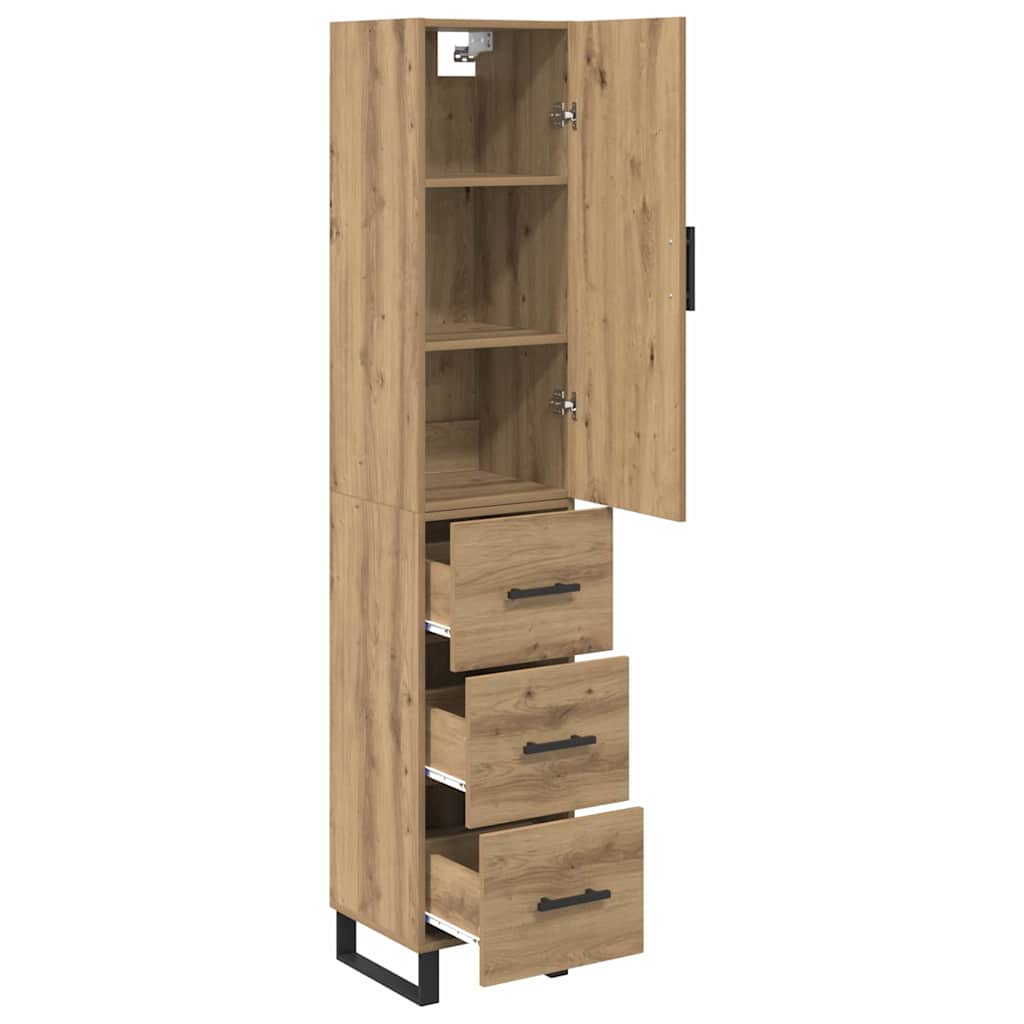 Høyskap med skuff Artisan Eik 34,5 x 34 x 180 cm Konstruert tre