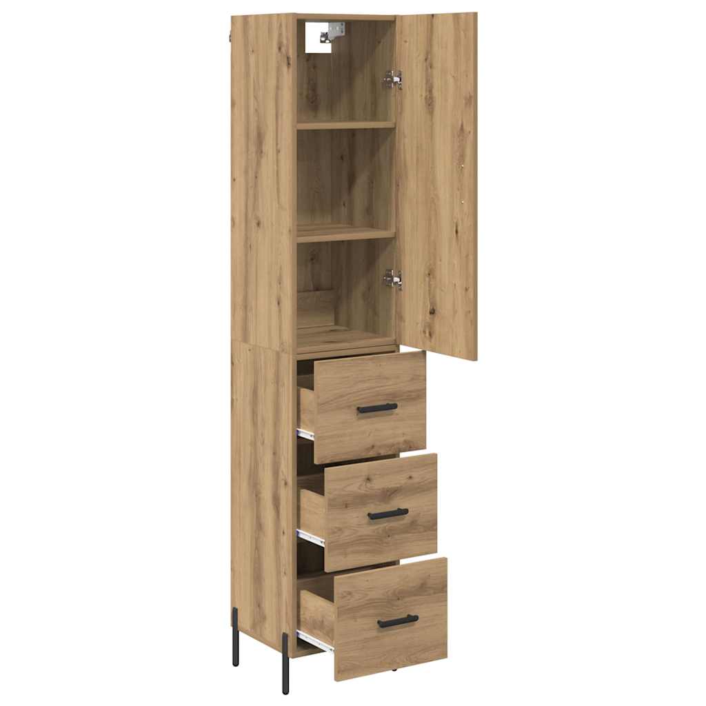 Høyskap med skuff Artisan Eik 34,5 x 34 x 180 cm Konstruert tre