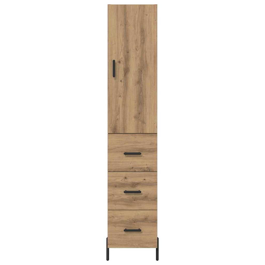 Høyskap med skuff Artisan Eik 34,5 x 34 x 180 cm Konstruert tre