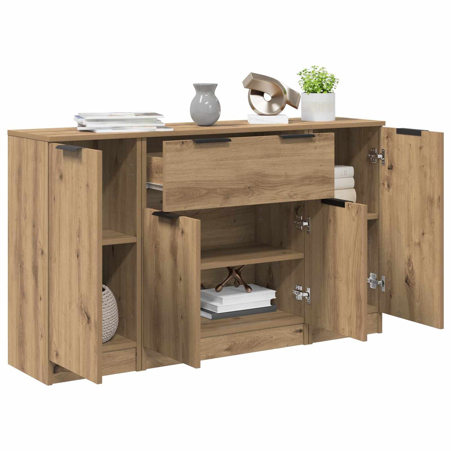 Serviesskap 3 stk. Artisan Eik 120 x 30 x 70 cm Konstruert tre