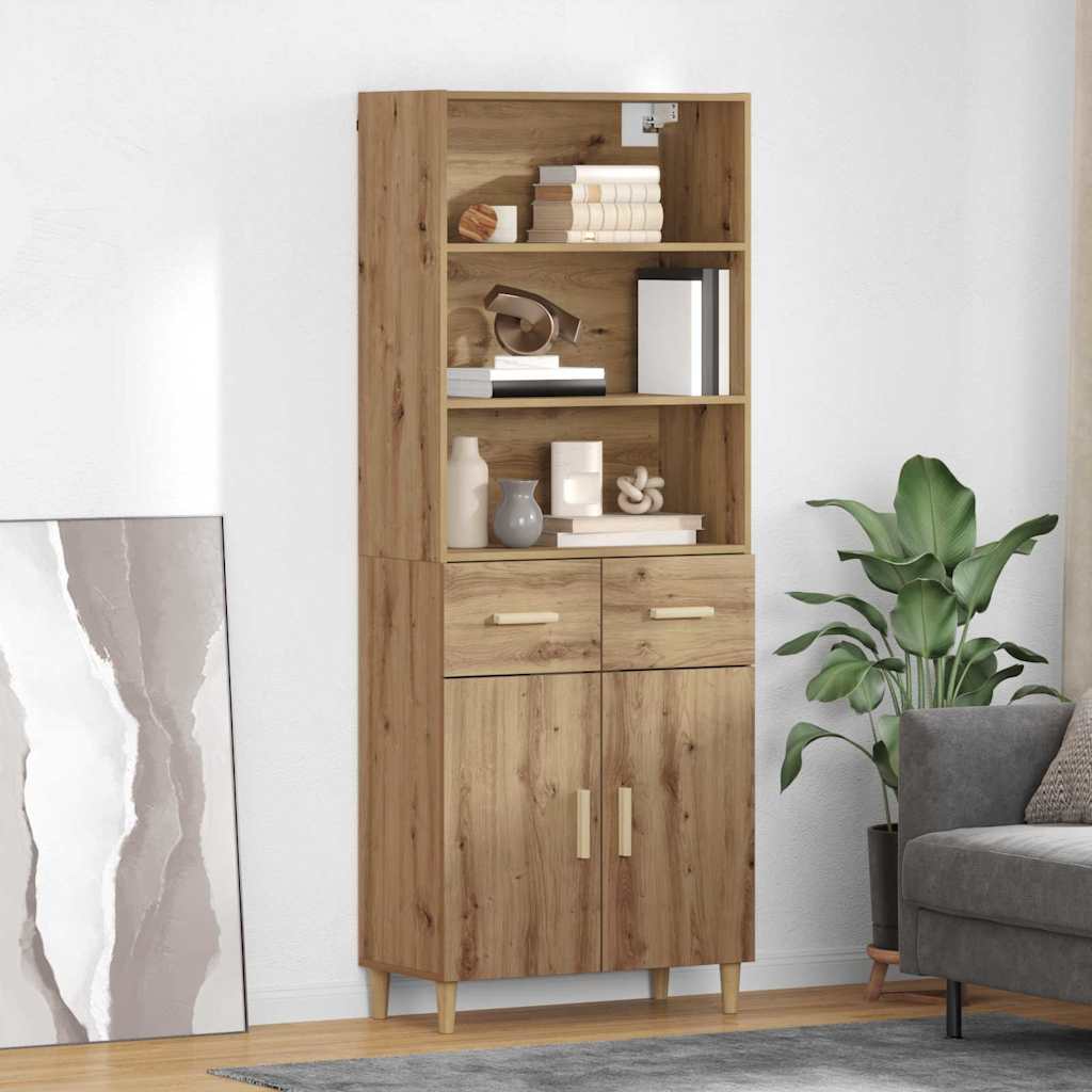 Høyskap med skuff Artisan Eik 69,5 x 34 x 180 cm Konstruert tre