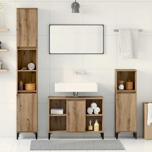 Baderomsinnredningssett 3 pcs Artisan Eik Konstruert tre
