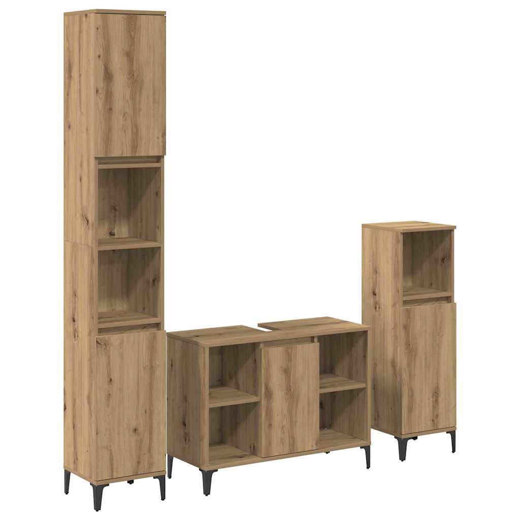 Baderomsinnredningssett 3 pcs Artisan Eik Konstruert tre