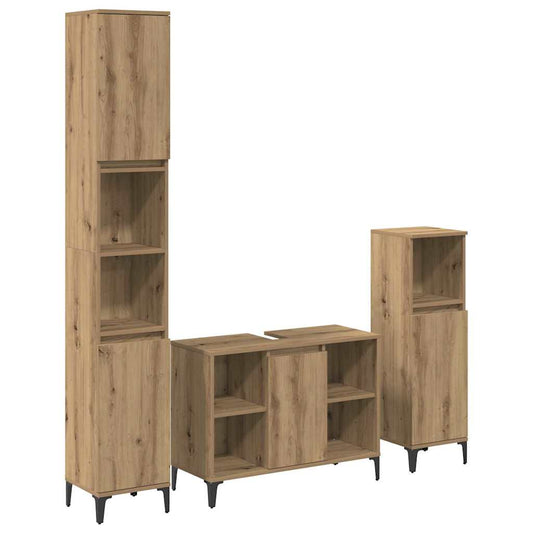 Baderomsinnredningssett 3 pcs Artisan Eik Konstruert tre