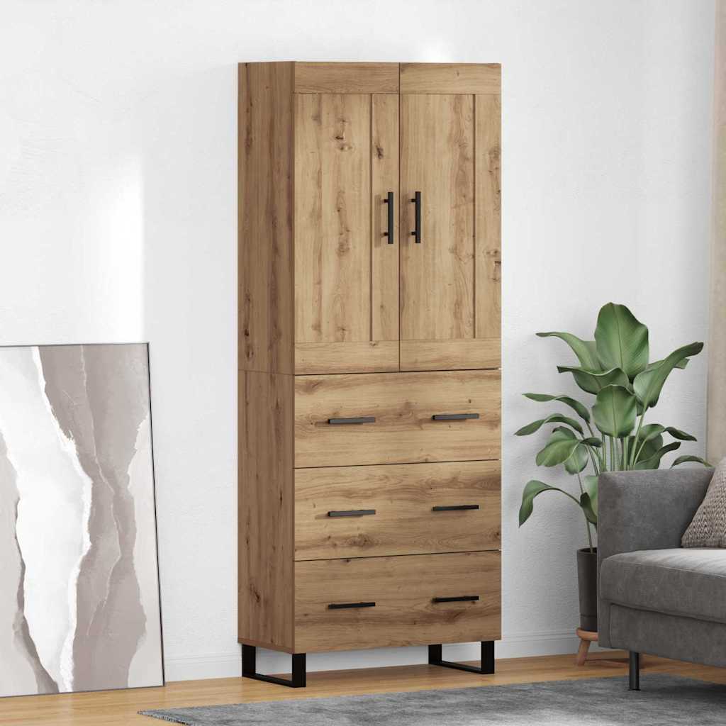 Høyskap med skuff Artisan Eik 69,5 x 34 x 180 cm Konstruert tre
