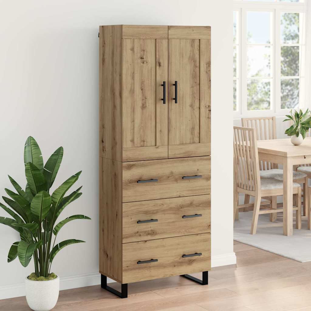 Høyskap med skuff Artisan Eik 69,5 x 34 x 180 cm Konstruert tre