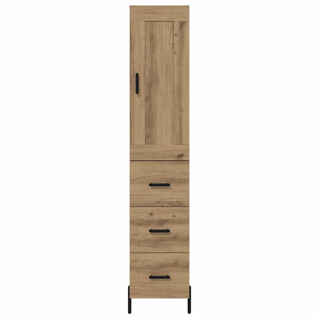 Høyskap med skuff Artisan Eik 34,5 x 34 x 180 cm Konstruert tre