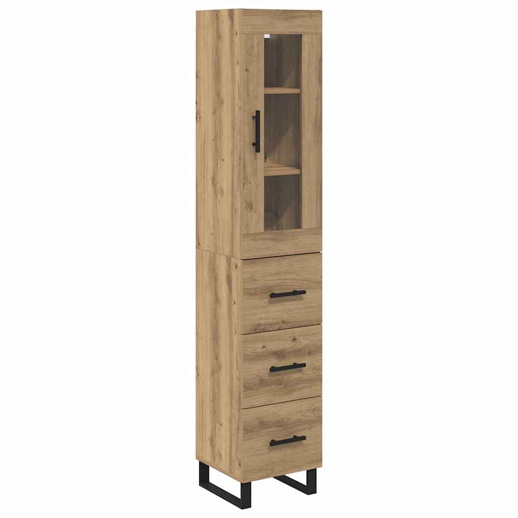 Høyskap med skuff Artisan Eik 34,5 x 34 x 180 cm Konstruert tre