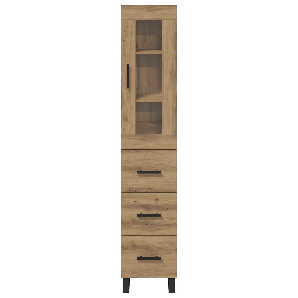 Høyskap med skuff Artisan Eik 34,5 x 34 x 180 cm Konstruert tre