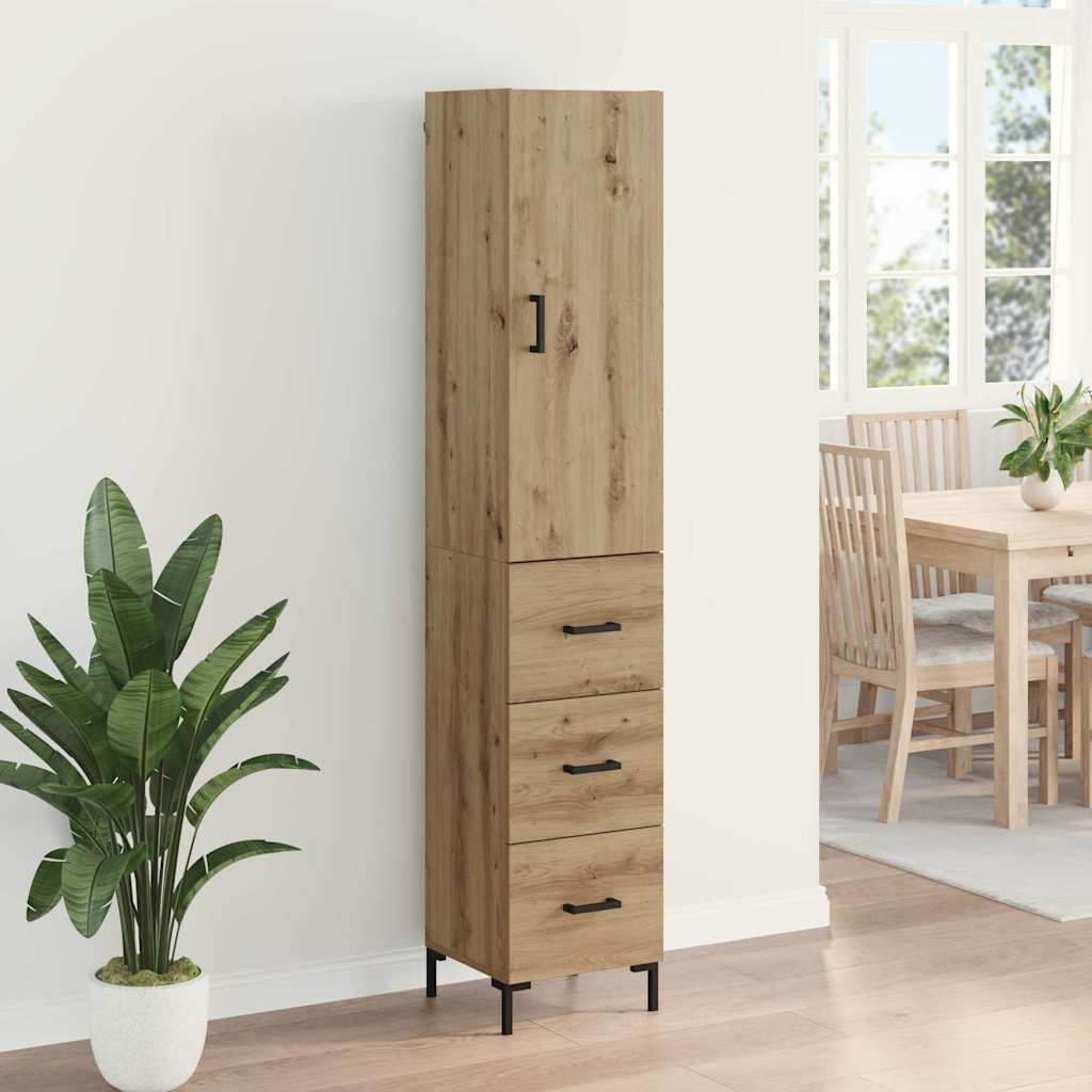 Høyskap med skuff Artisan Eik 69,5 x 34 x 180 cm Konstruert tre