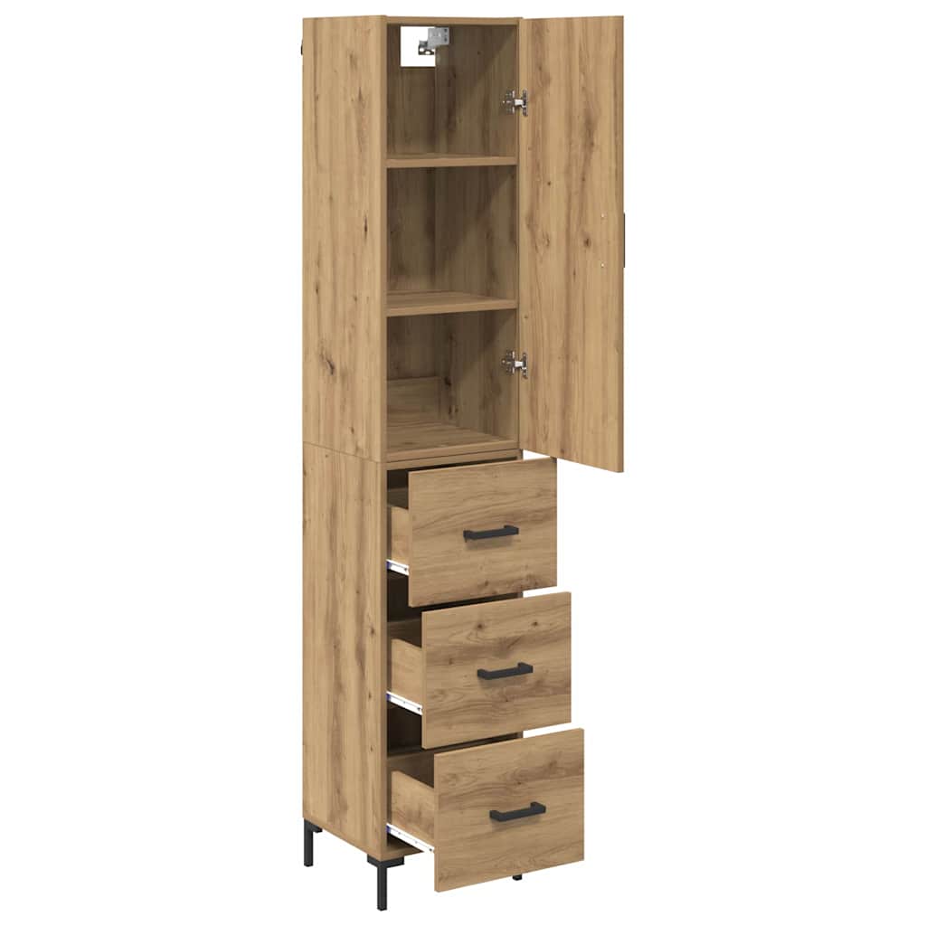 Høyskap med skuff Artisan Eik 69,5 x 34 x 180 cm Konstruert tre