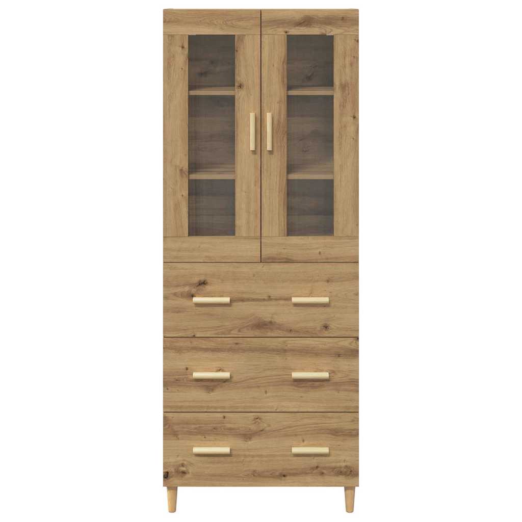 Høyskap Artisan Eik 69,5 x 34 x 180 cm Sponplater og glass