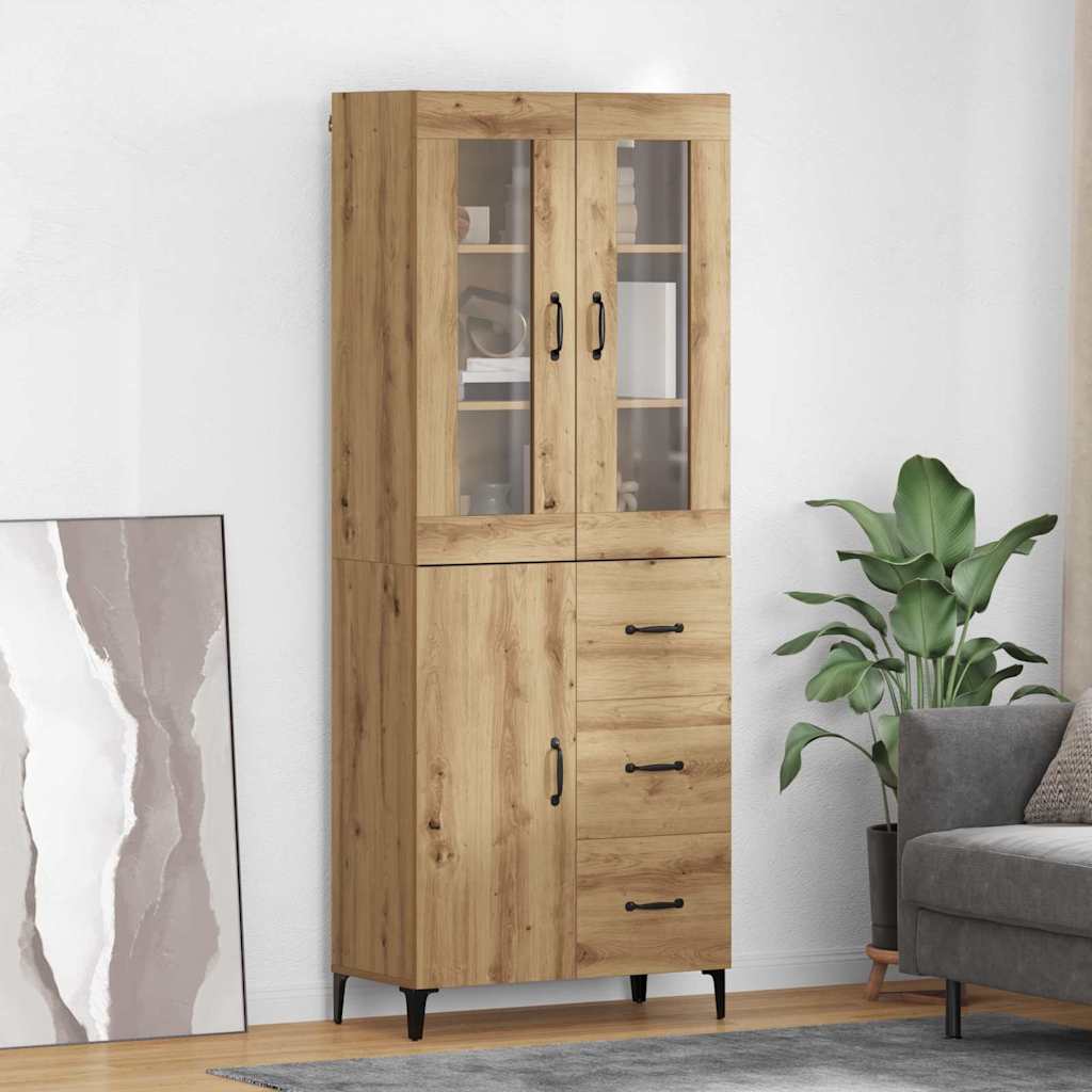Høyskap med skuff Artisan Eik 69,5 x 34 x 180 cm Konstruert tre vidaXL