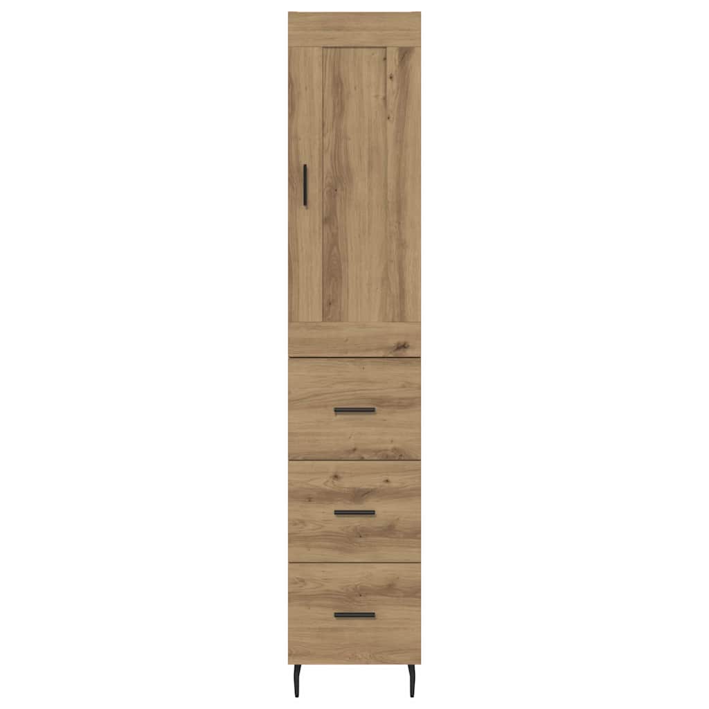 Høyskap med skuff Artisan Eik 34,5 x 34 x 180 cm Konstruert tre