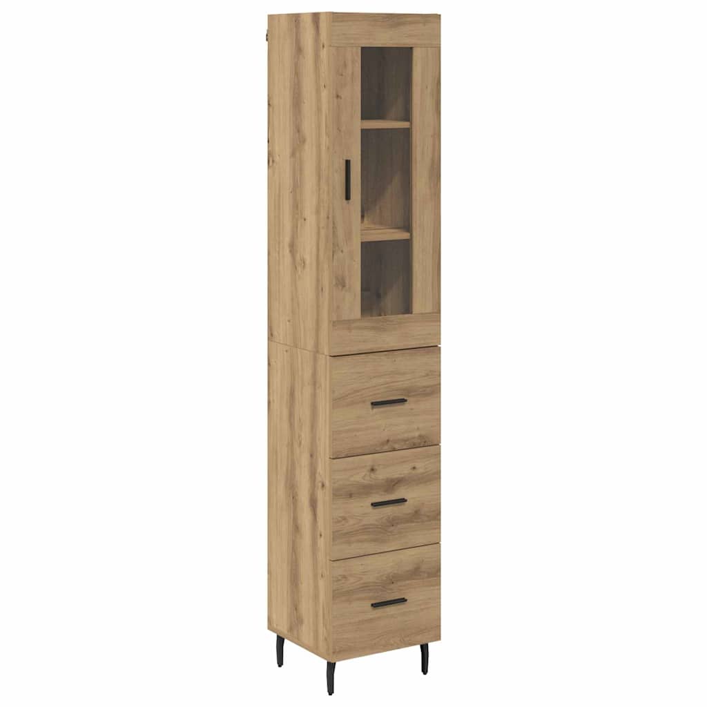 Høyskap med skuff Artisan Eik 34,5 x 34 x 180 cm Konstruert tre