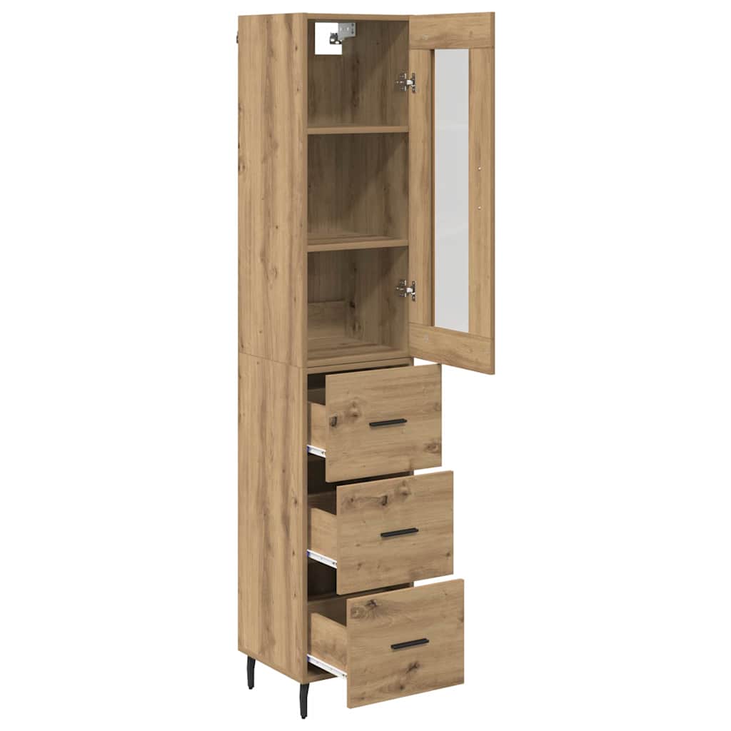 Høyskap med skuff Artisan Eik 34,5 x 34 x 180 cm Konstruert tre